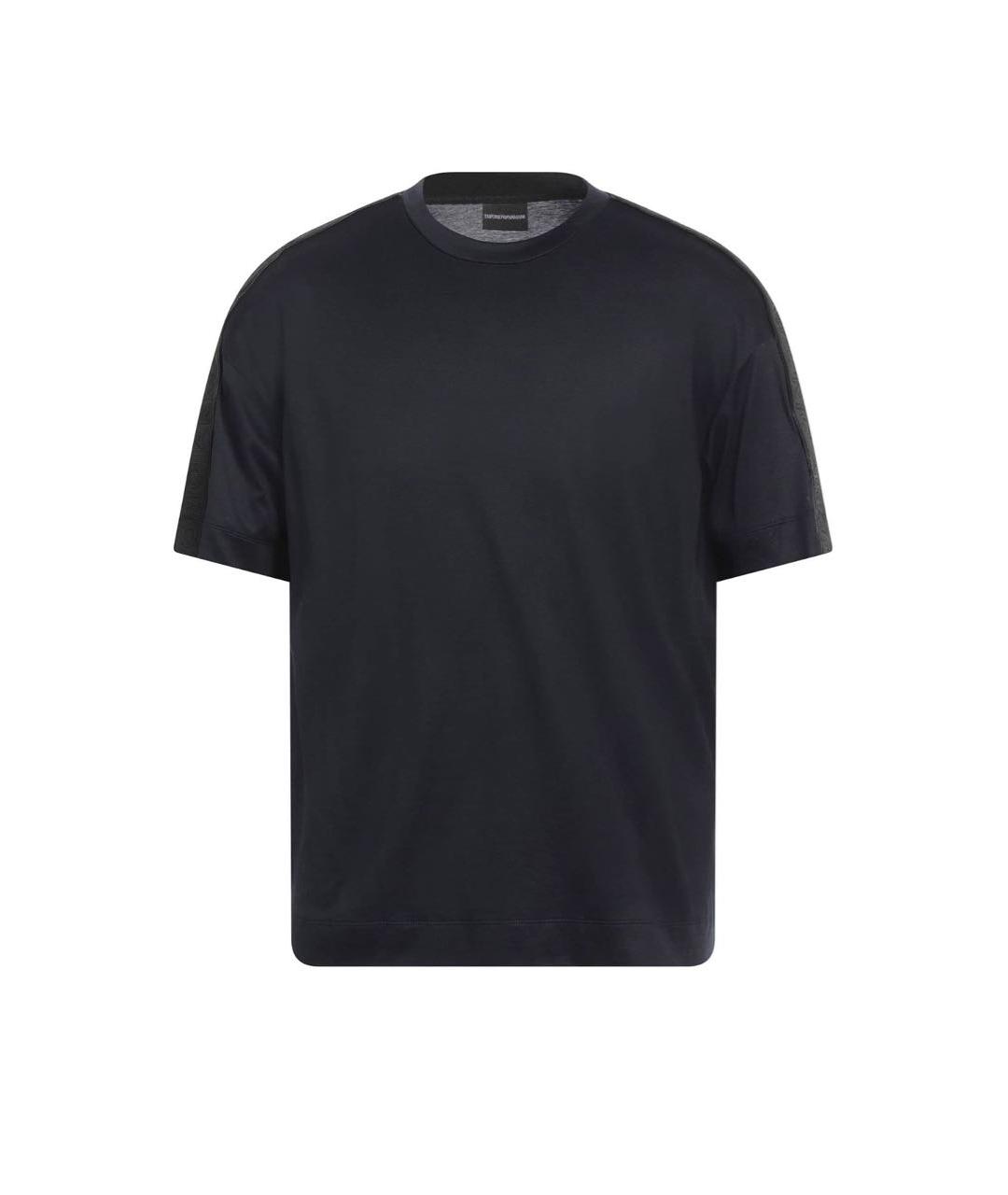 EMPORIO ARMANI Темно-синяя хлопко-полиэстеровая футболка, фото 5
