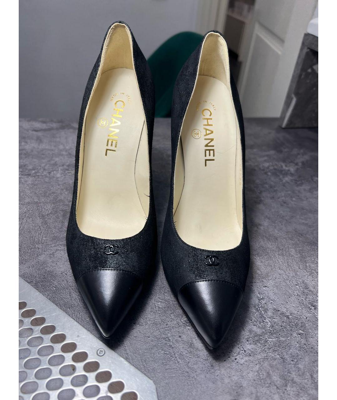 CHANEL Черные кожаные туфли, фото 2