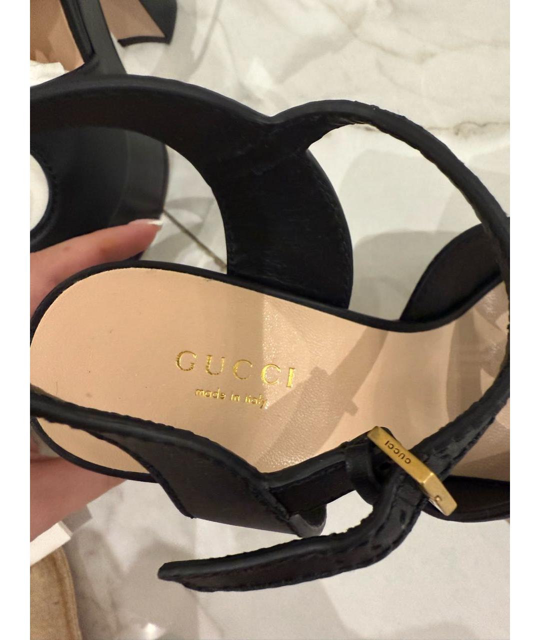 GUCCI Черные кожаные босоножки, фото 3