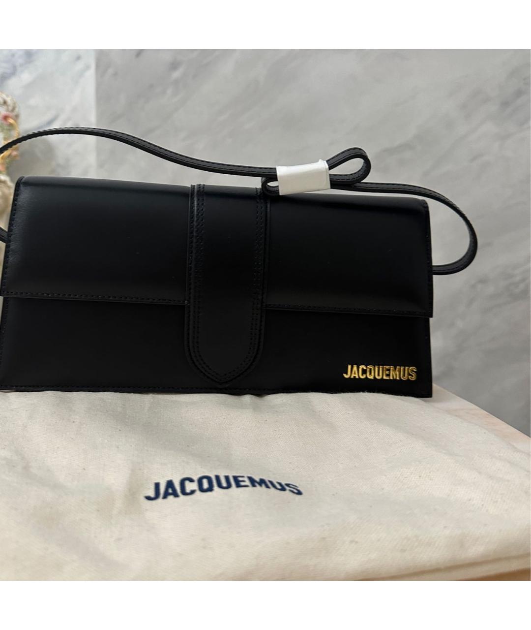 JACQUEMUS Черная кожаная сумка с короткими ручками, фото 3