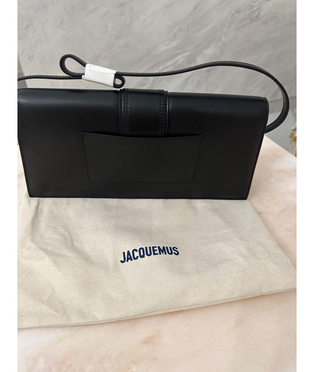 JACQUEMUS Черная кожаная сумка с короткими ручками, фото 5