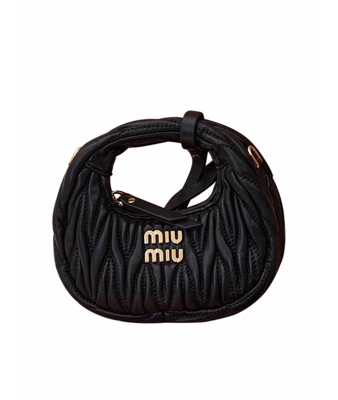MIU MIU Черная кожаная сумка через плечо, фото 1