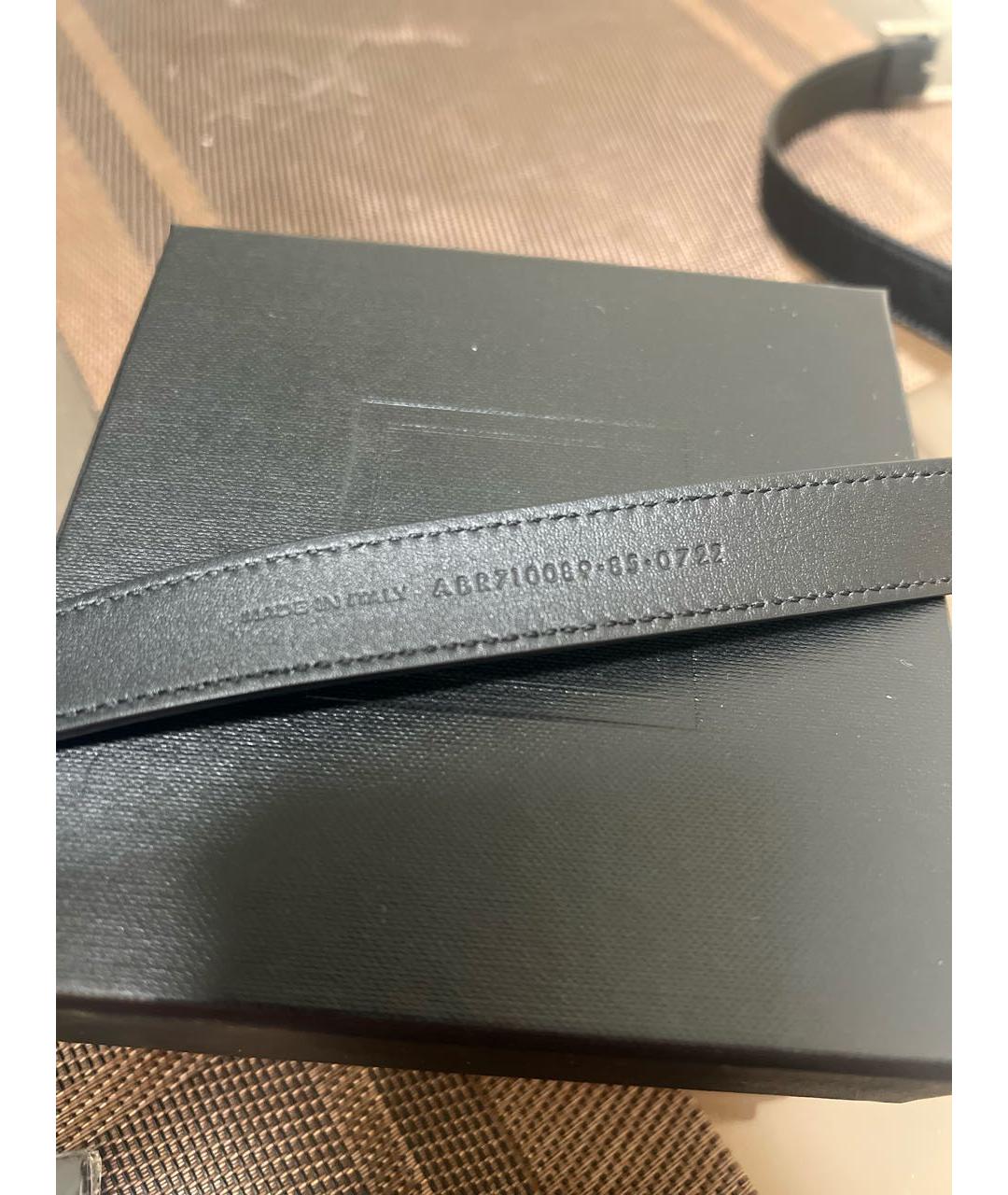 SAINT LAURENT Черный кожаный ремень, фото 3