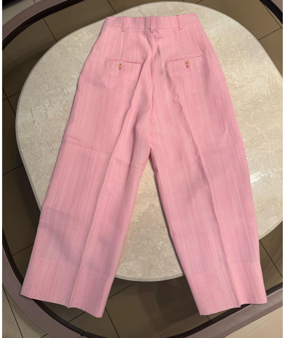 JACQUEMUS Розовые вискозные прямые брюки, фото 2