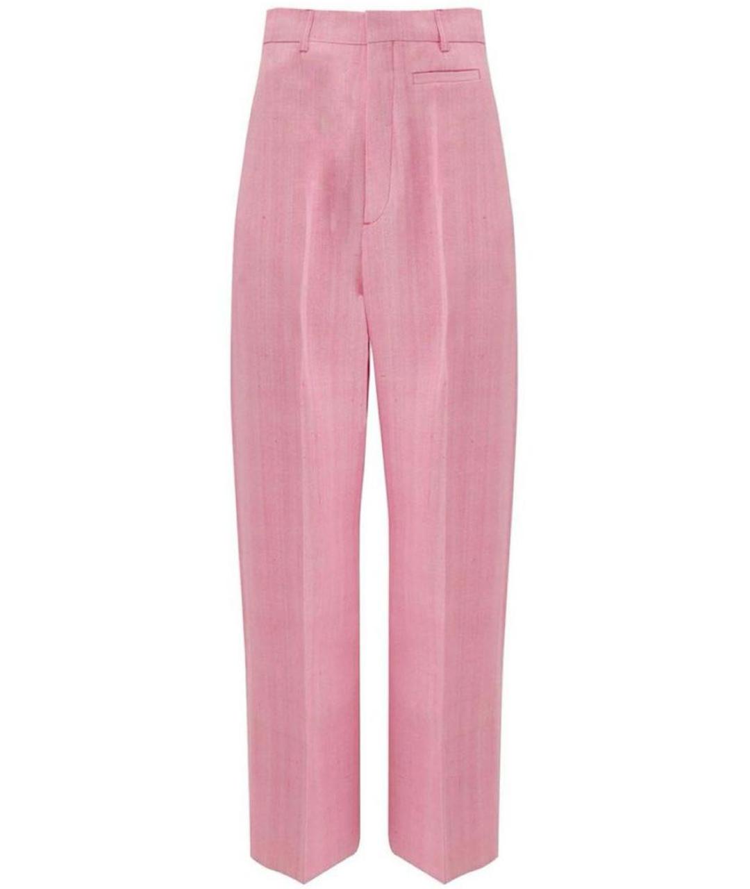 JACQUEMUS Розовые вискозные прямые брюки, фото 1