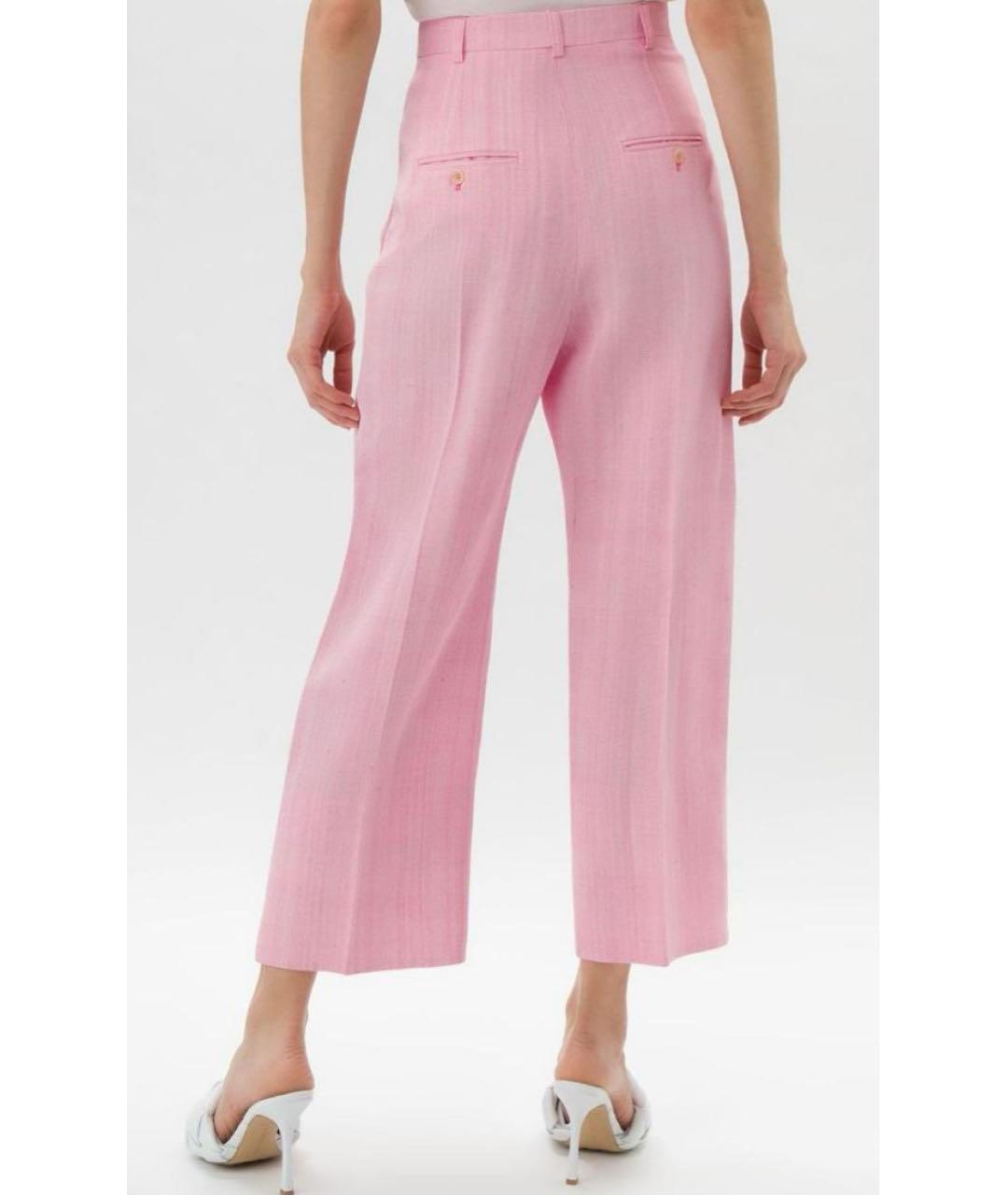 JACQUEMUS Розовые вискозные прямые брюки, фото 6