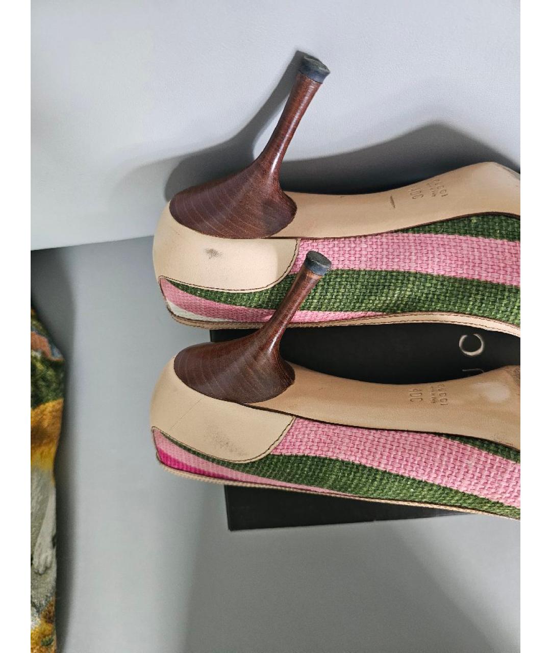 GUCCI Розовые текстильные туфли, фото 3
