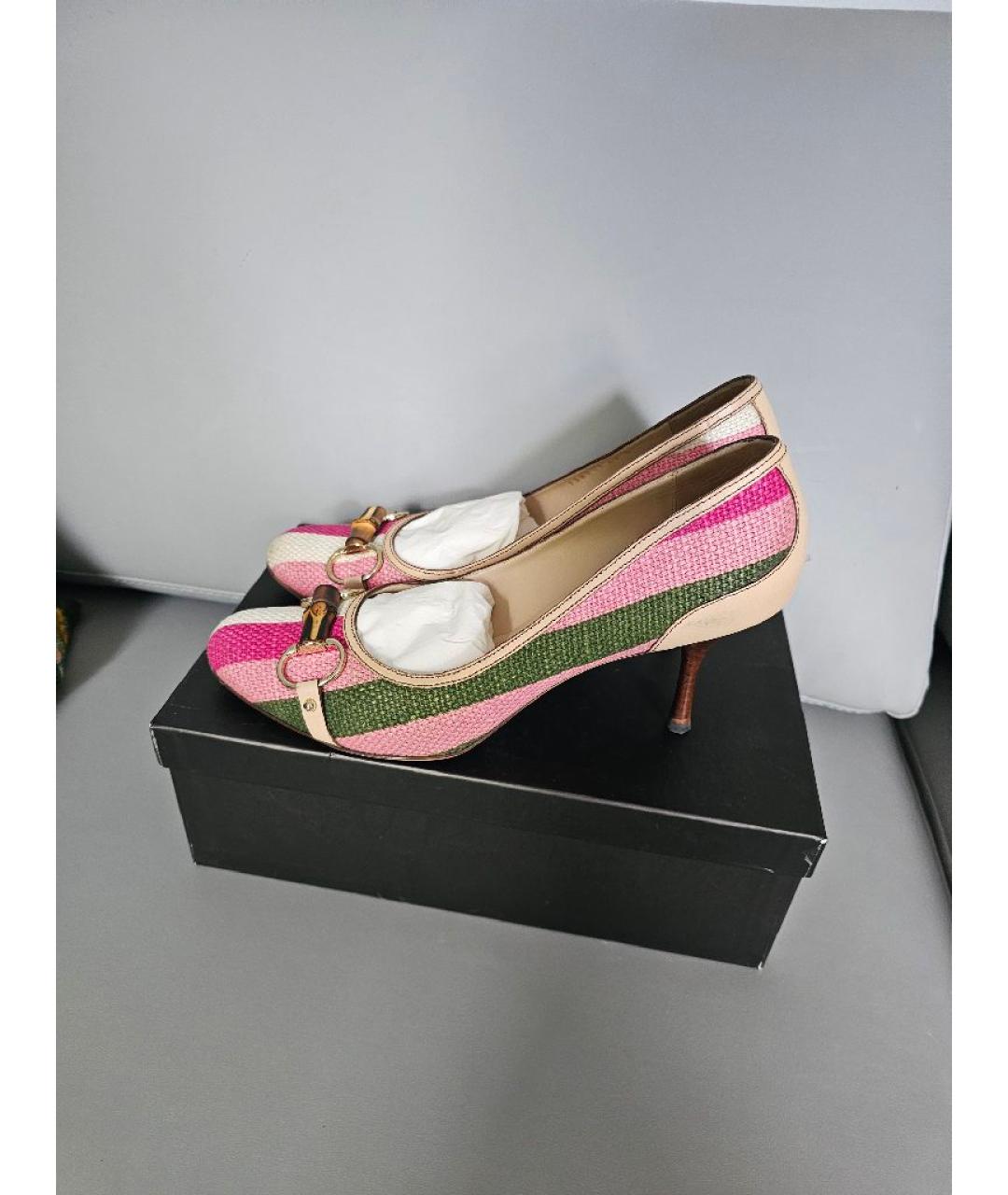 GUCCI Розовые текстильные туфли, фото 5