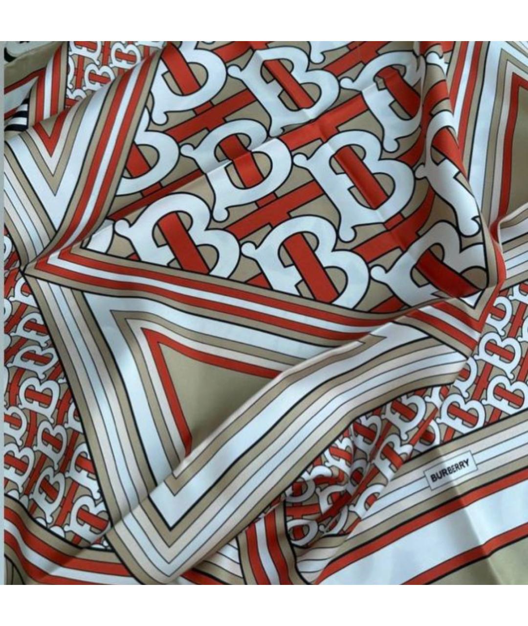 BURBERRY Бежевый шелковый платок, фото 2