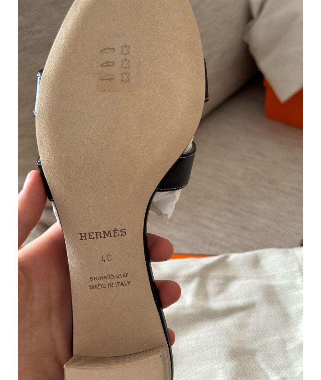 HERMES Черные кожаные туфли, фото 6