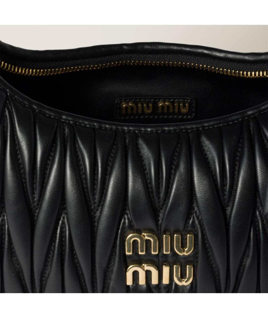 MIU MIU Черная кожаная сумка с короткими ручками, фото 4