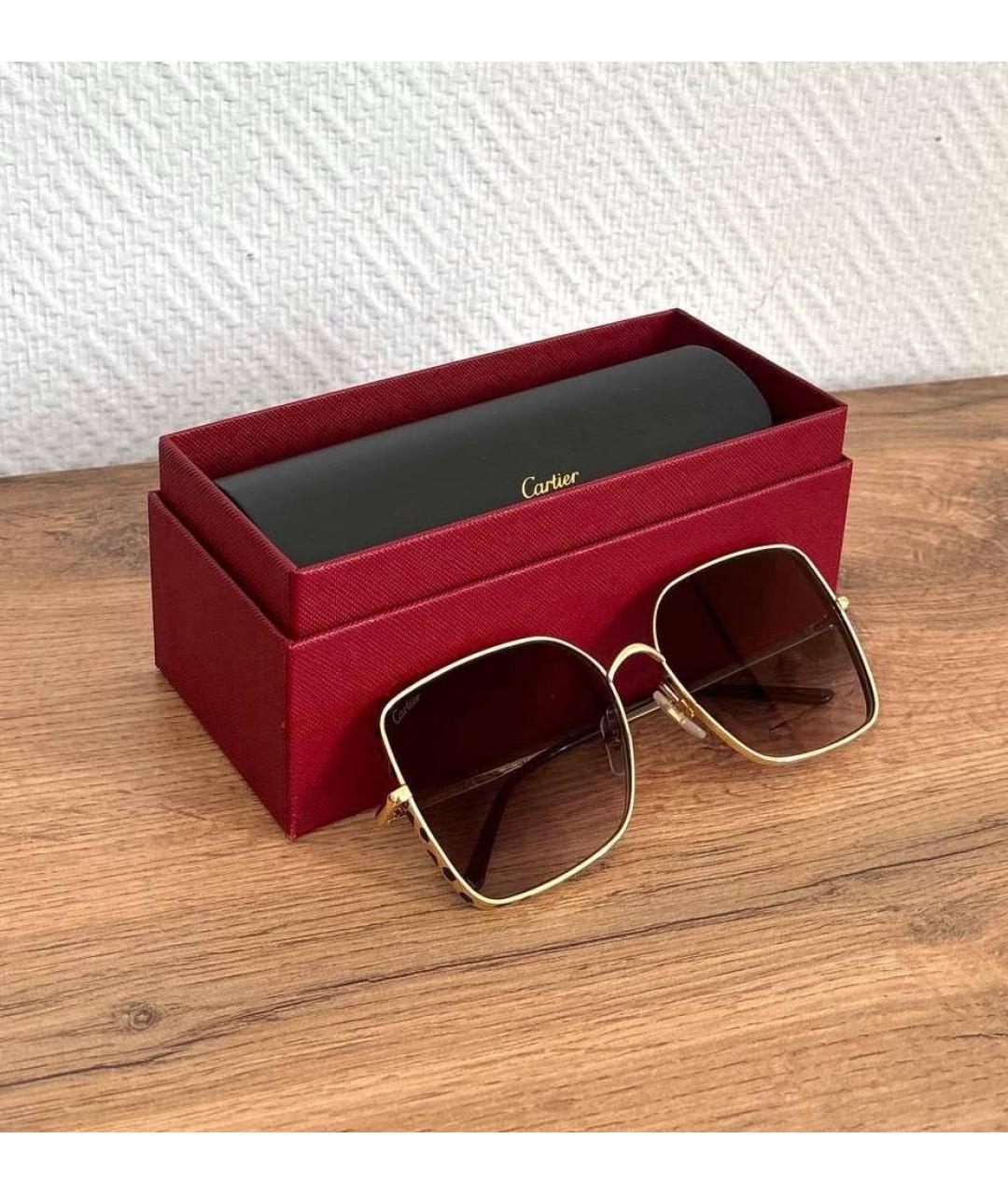 CARTIER Золотые металлические солнцезащитные очки, фото 3