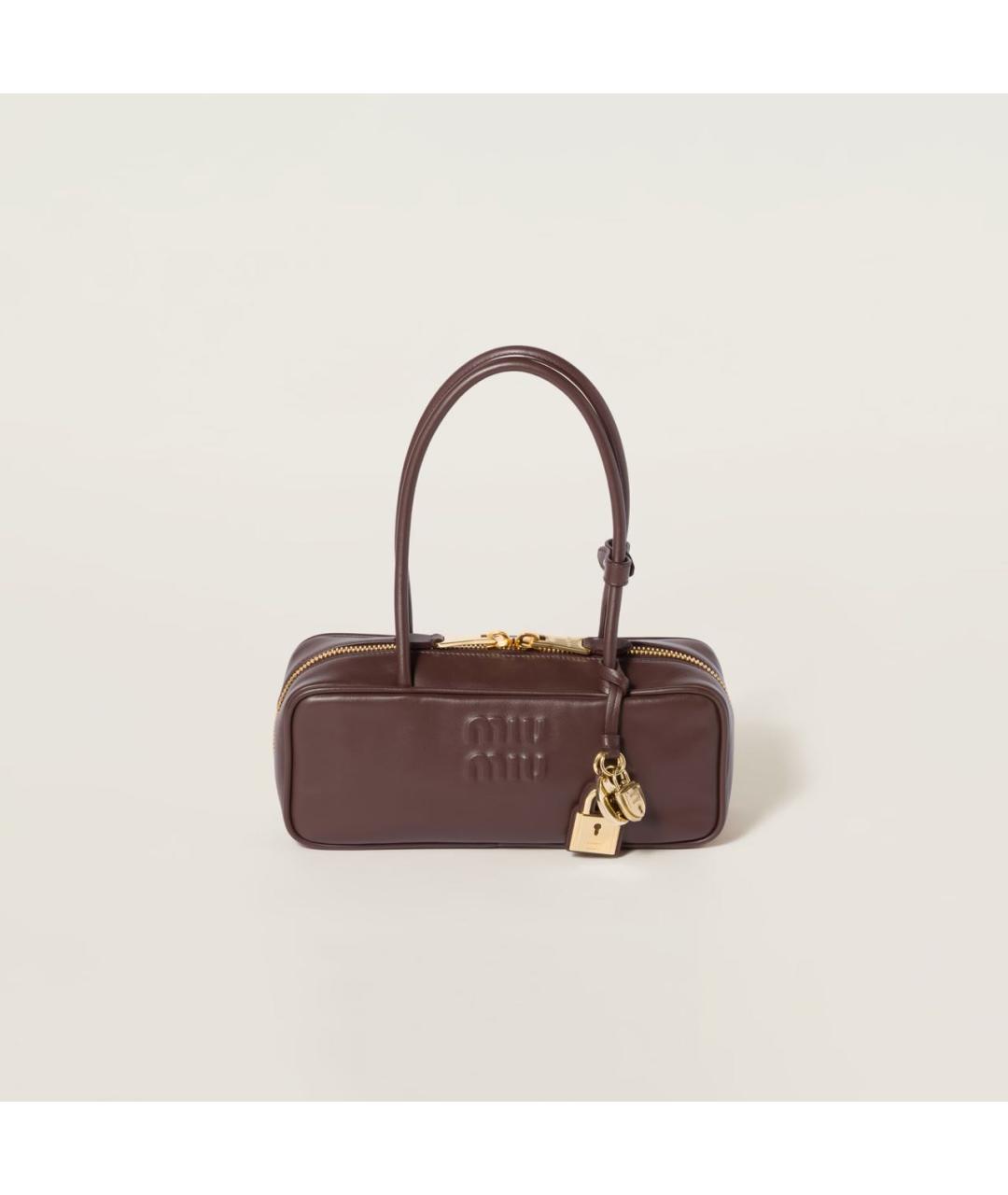 MIU MIU Бордовая кожаная сумка с короткими ручками, фото 5