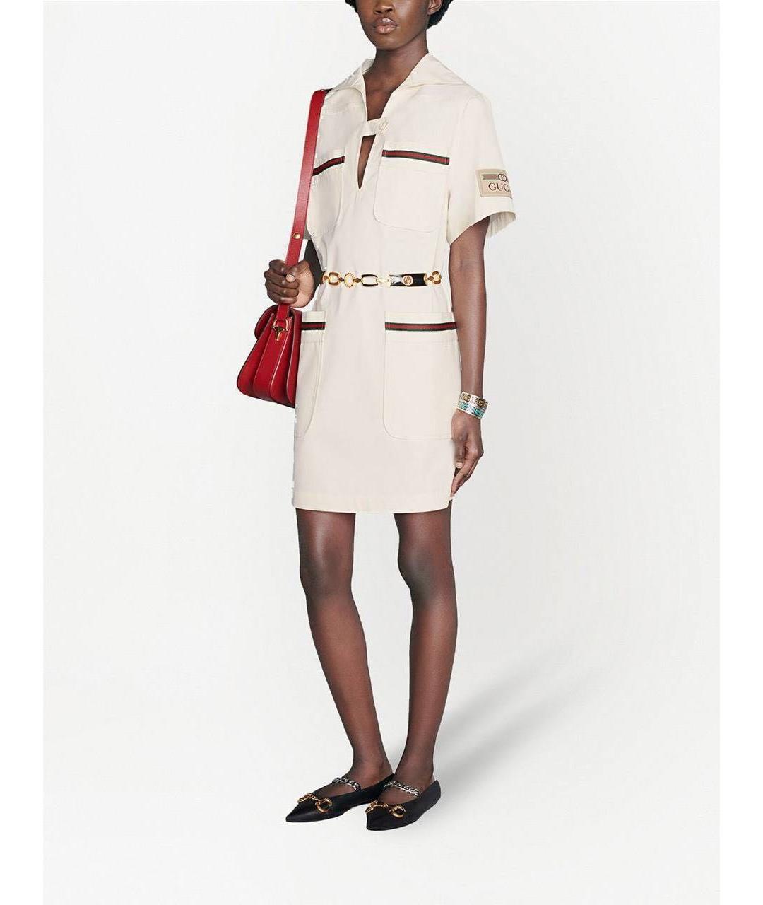 GUCCI Белое хлопковое повседневное платье, фото 5