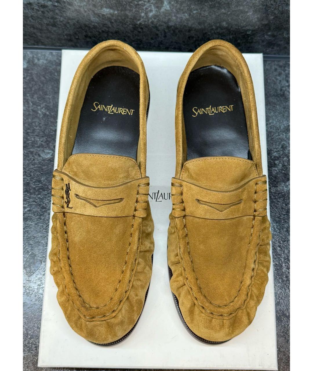 SAINT LAURENT Коричневые замшевые лоферы, фото 6