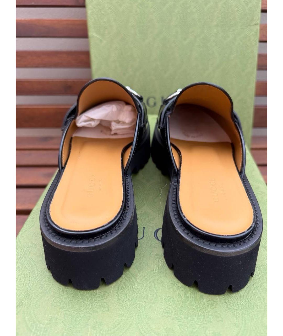 GUCCI Черные кожаные сабо, фото 4