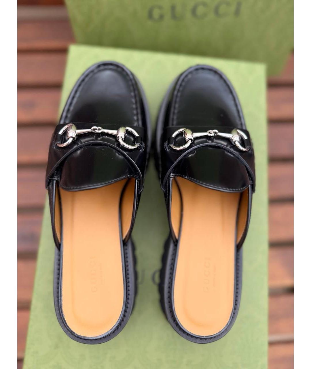 GUCCI Черные кожаные сабо, фото 3