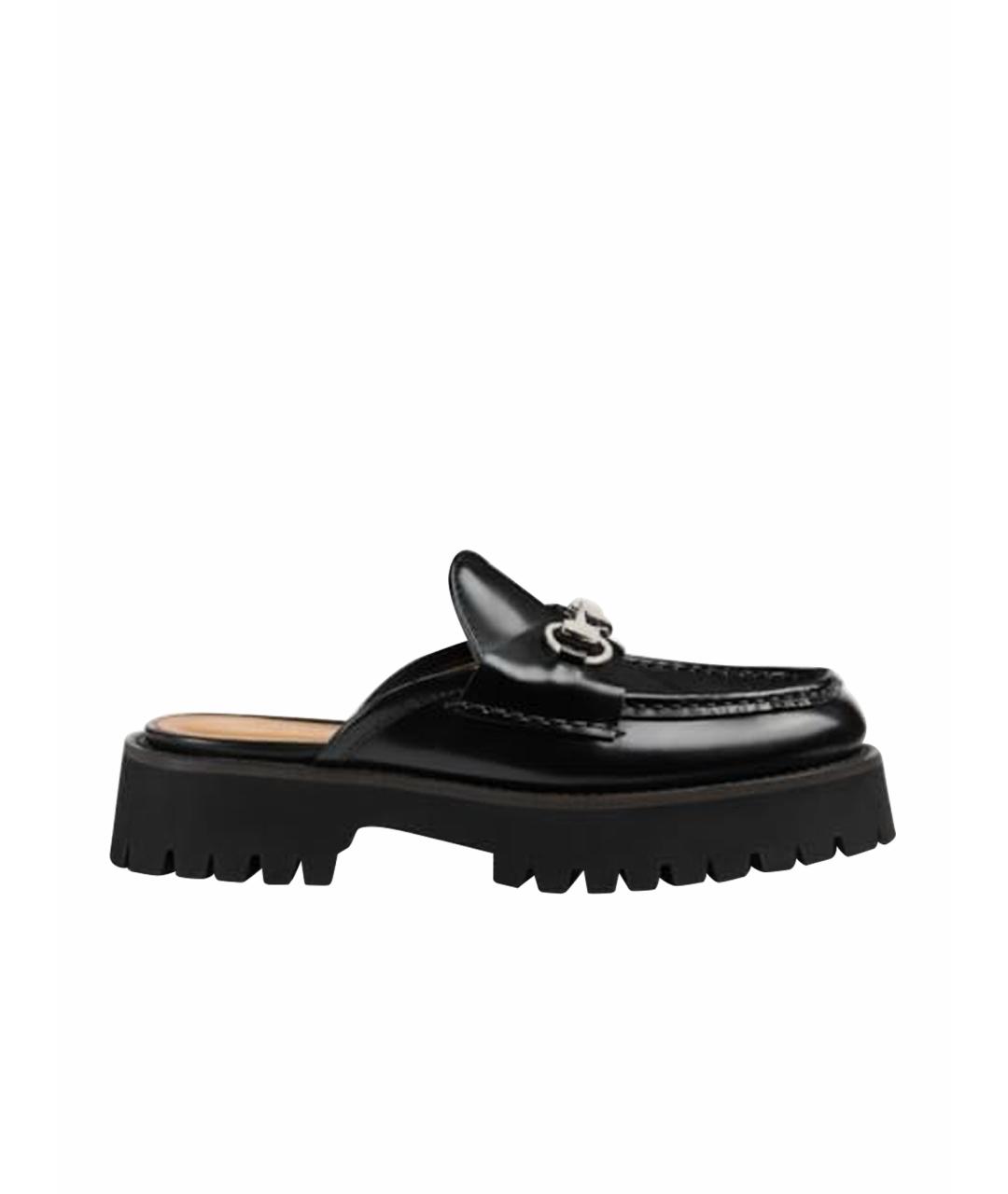 GUCCI Черные кожаные сабо, фото 1