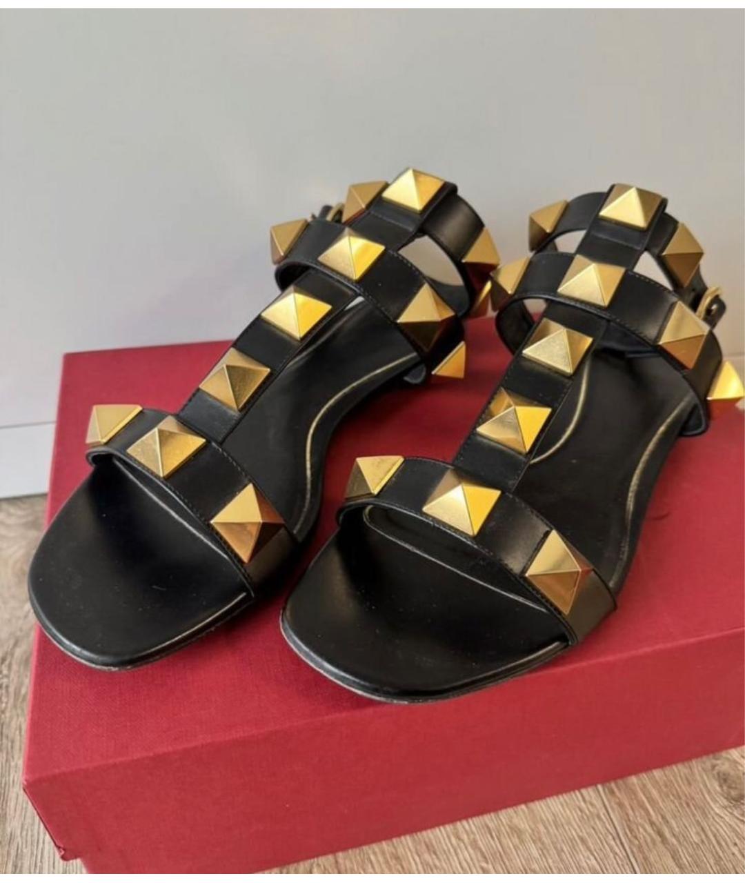 VALENTINO Черные кожаные босоножки, фото 3