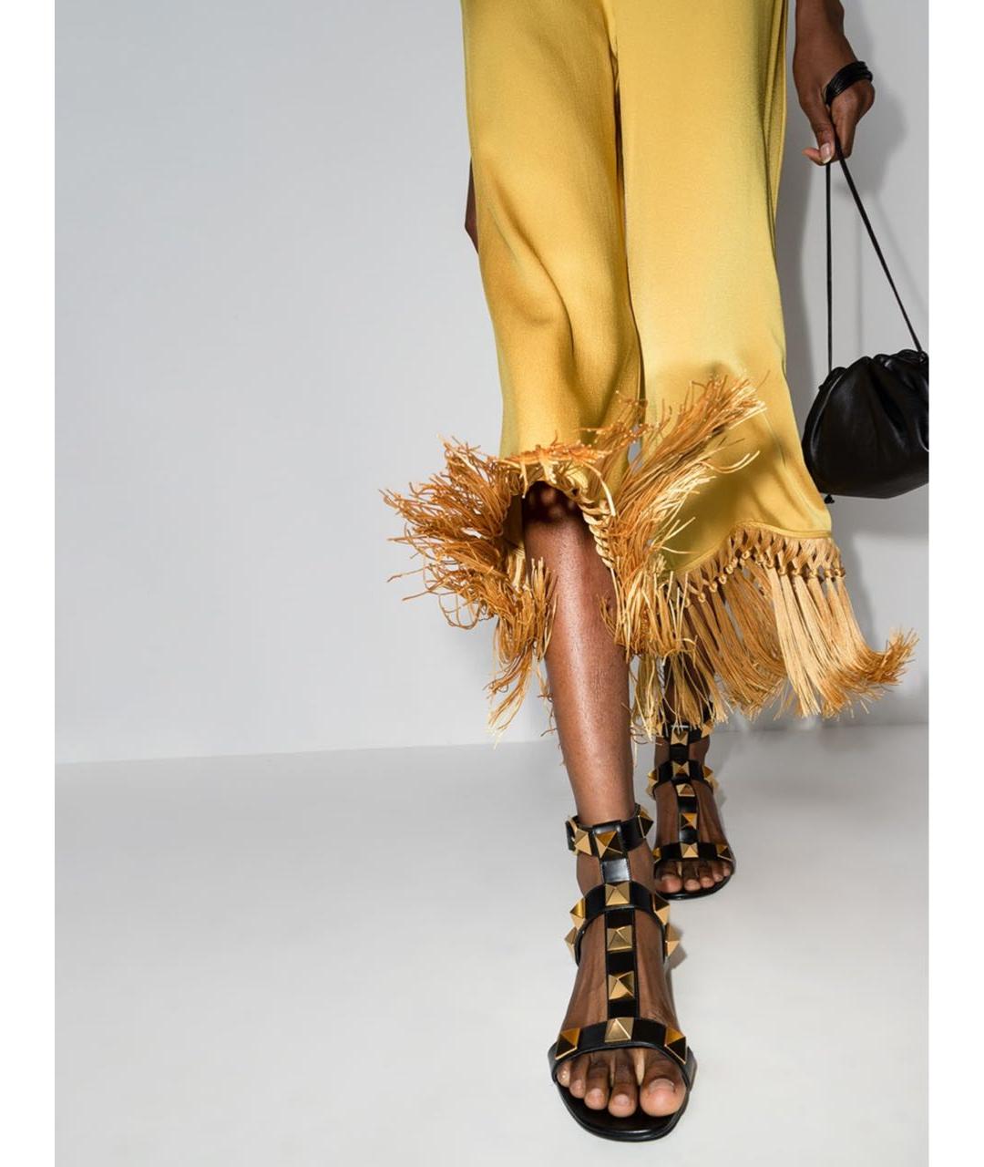 VALENTINO Черные кожаные босоножки, фото 6