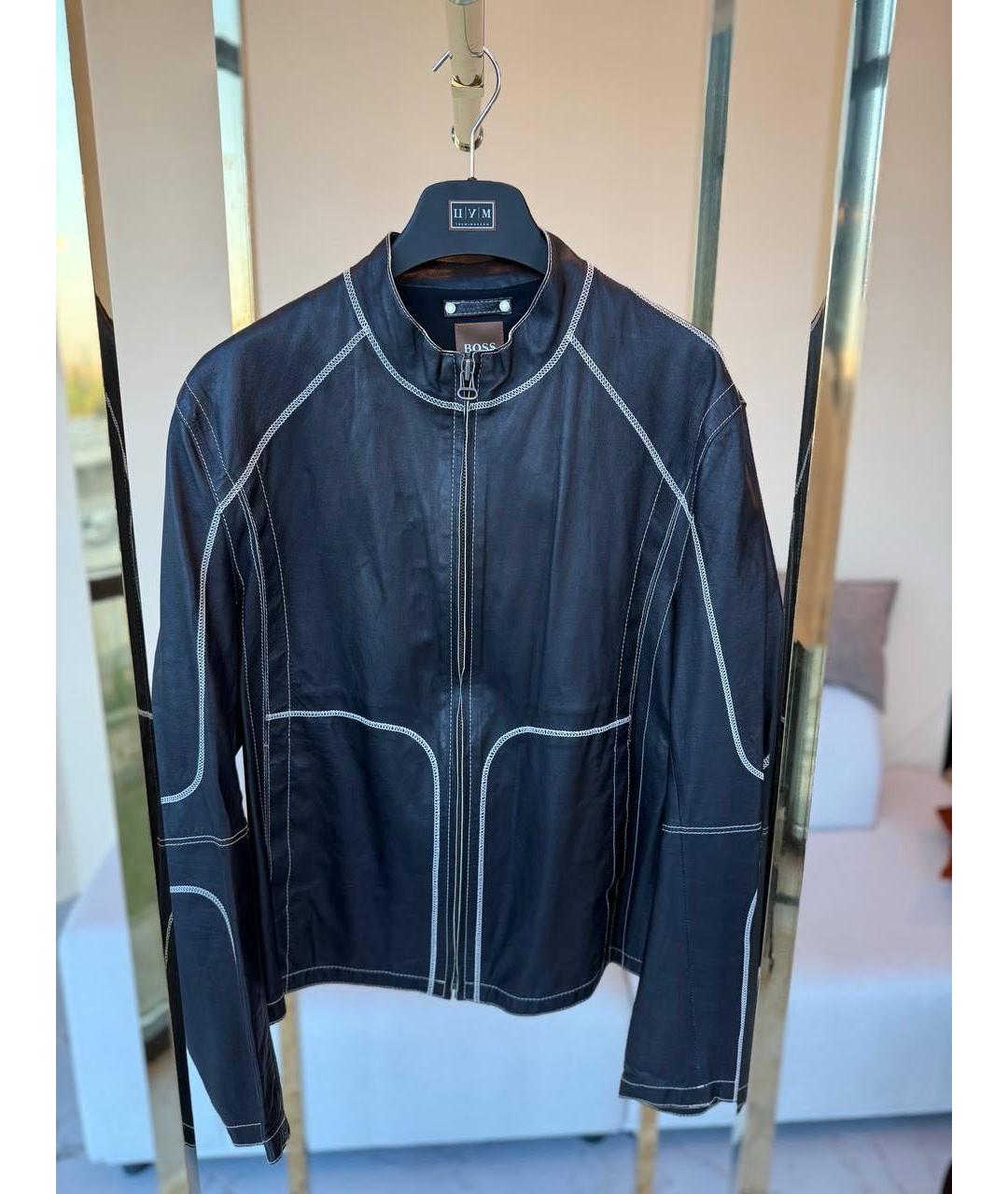 HUGO BOSS Черная кожаная куртка, фото 9