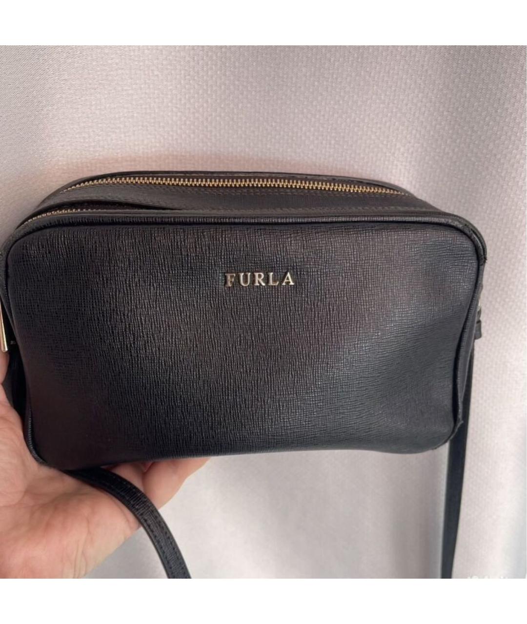 FURLA Черная кожаная сумка через плечо, фото 8
