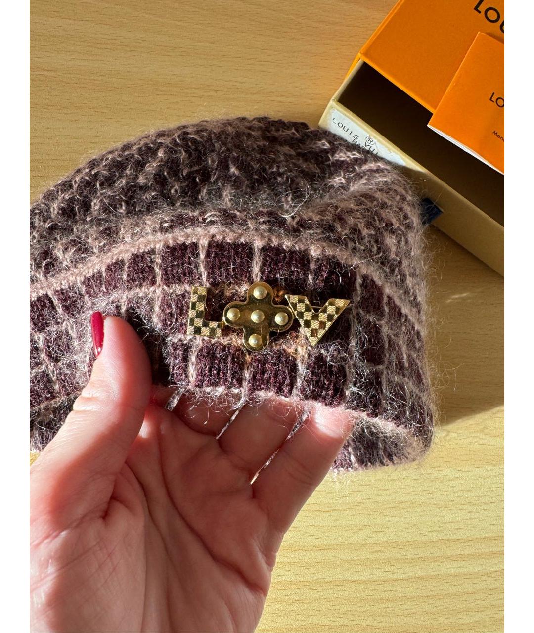 LOUIS VUITTON Фиолетовая шерстяная шапка, фото 4