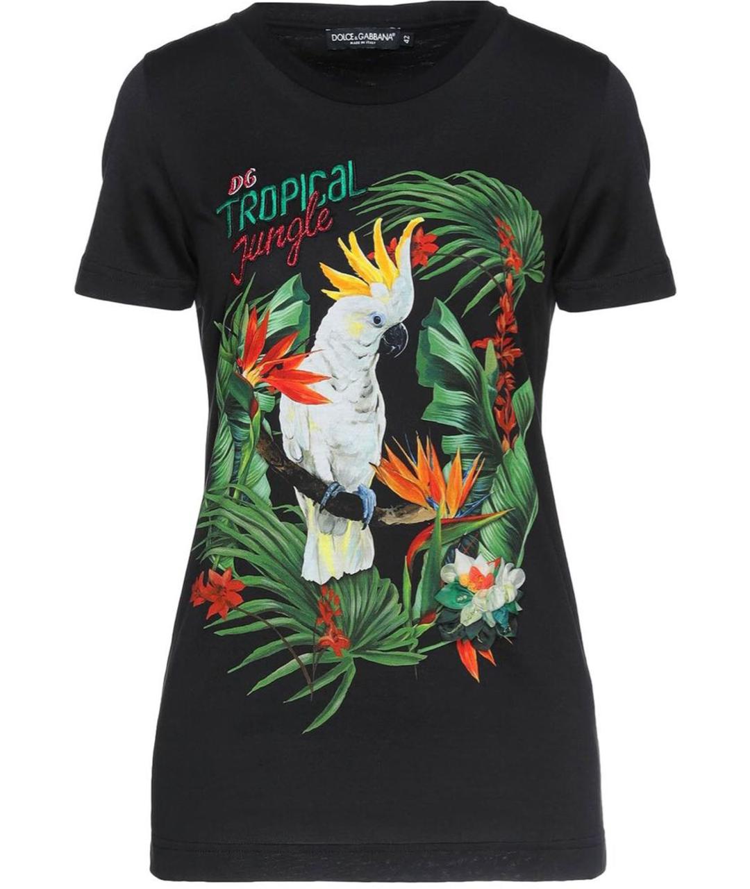 DOLCE&GABBANA Черная шелковая футболка, фото 1
