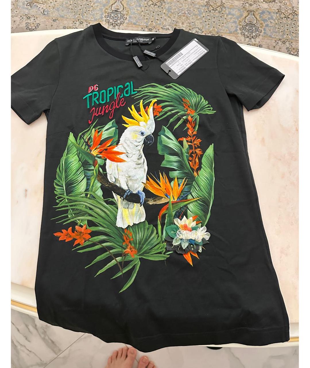 DOLCE&GABBANA Черная шелковая футболка, фото 2