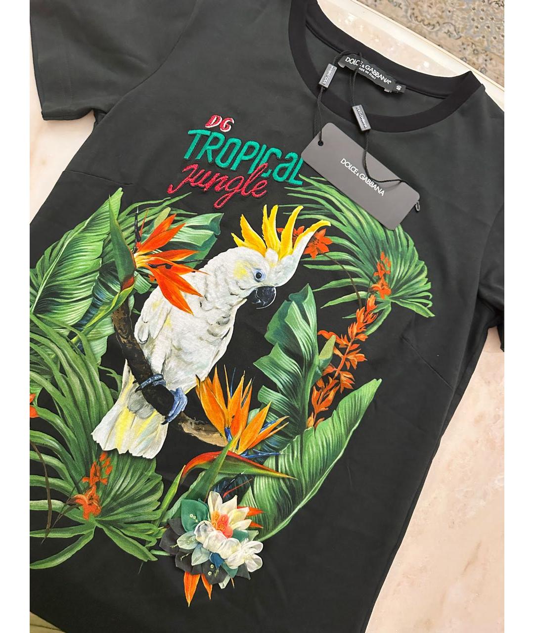 DOLCE&GABBANA Черная шелковая футболка, фото 7