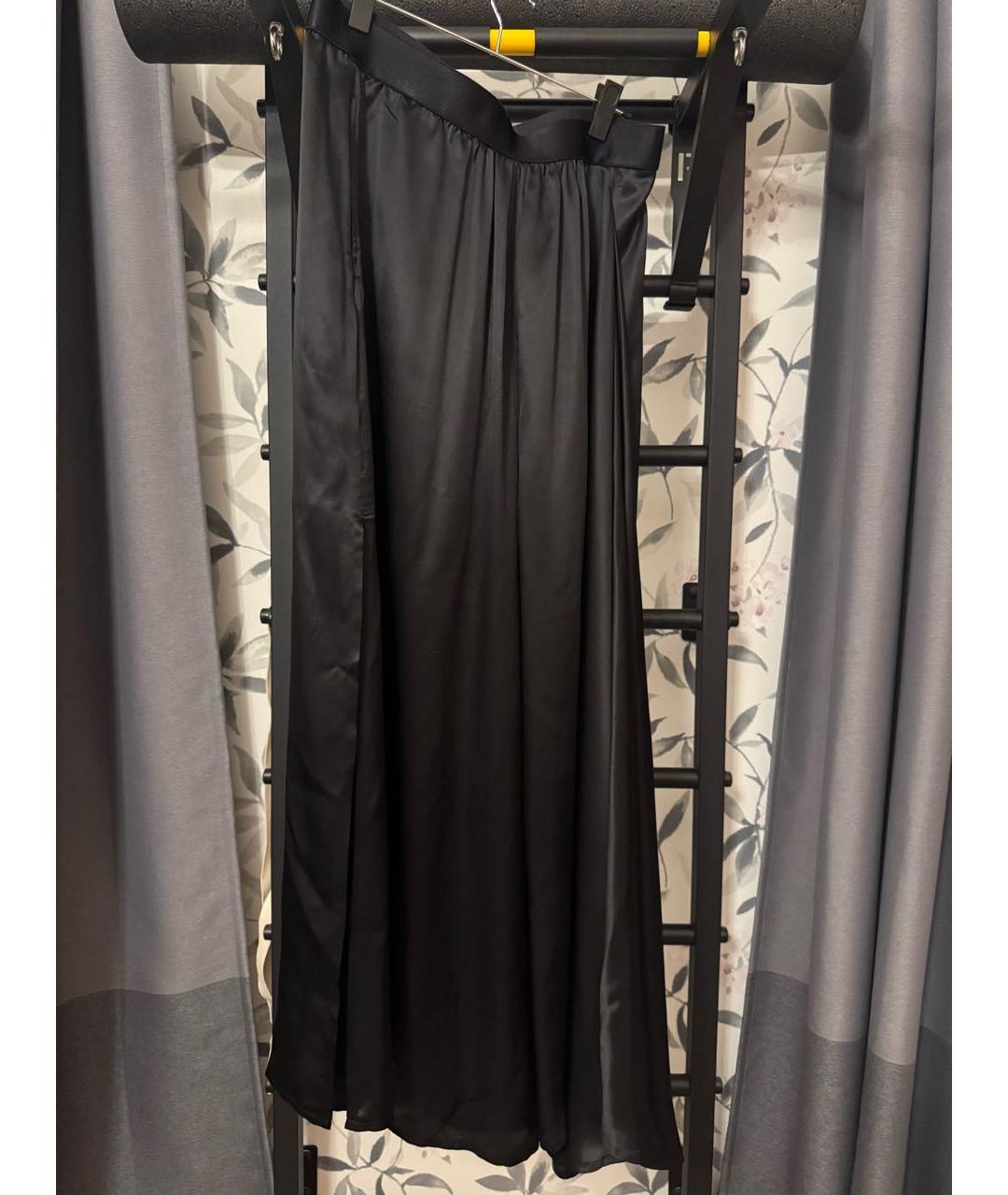 ANN DEMEULEMEESTER Черная шелковая юбка макси, фото 5