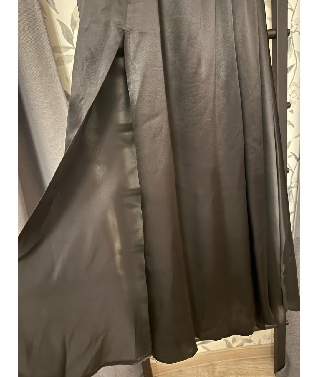 ANN DEMEULEMEESTER Черная шелковая юбка макси, фото 2