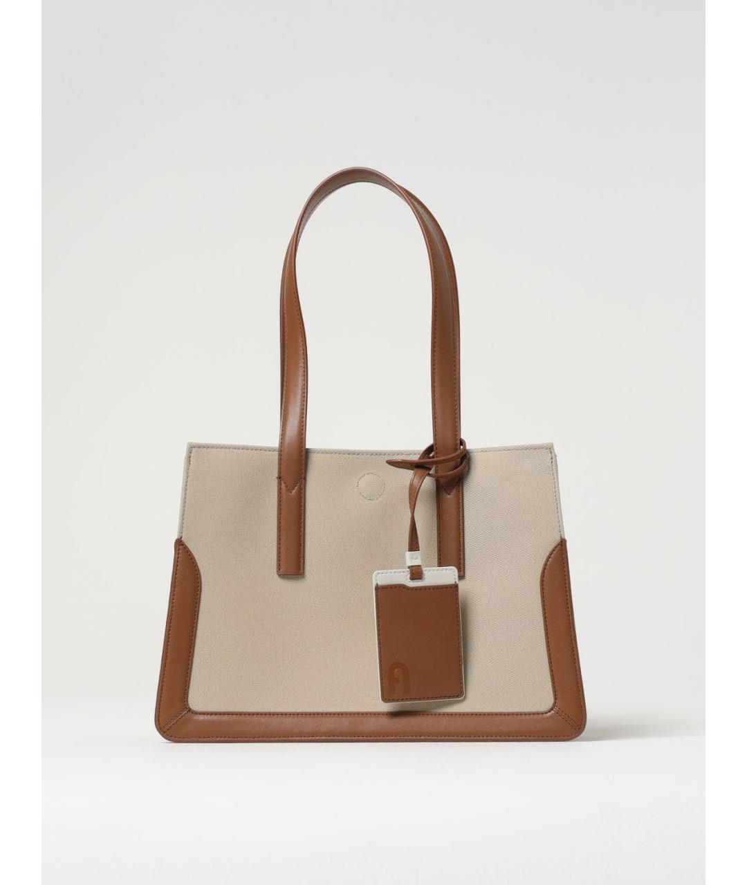 FURLA Бежевая тканевая сумка тоут, фото 4