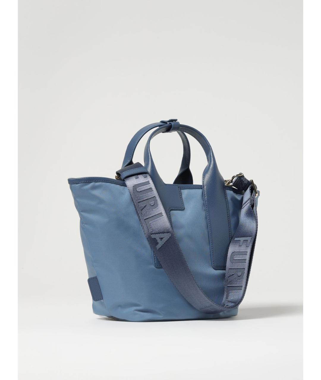 FURLA Голубая синтетическая сумка тоут, фото 2