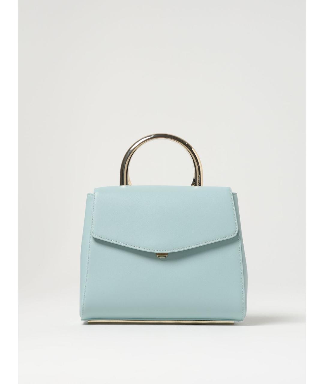 FURLA Бирюзовая кожаная сумка с короткими ручками, фото 4