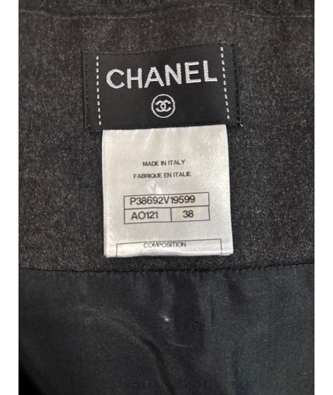 CHANEL Антрацитовая шерстяная юбка миди, фото 5