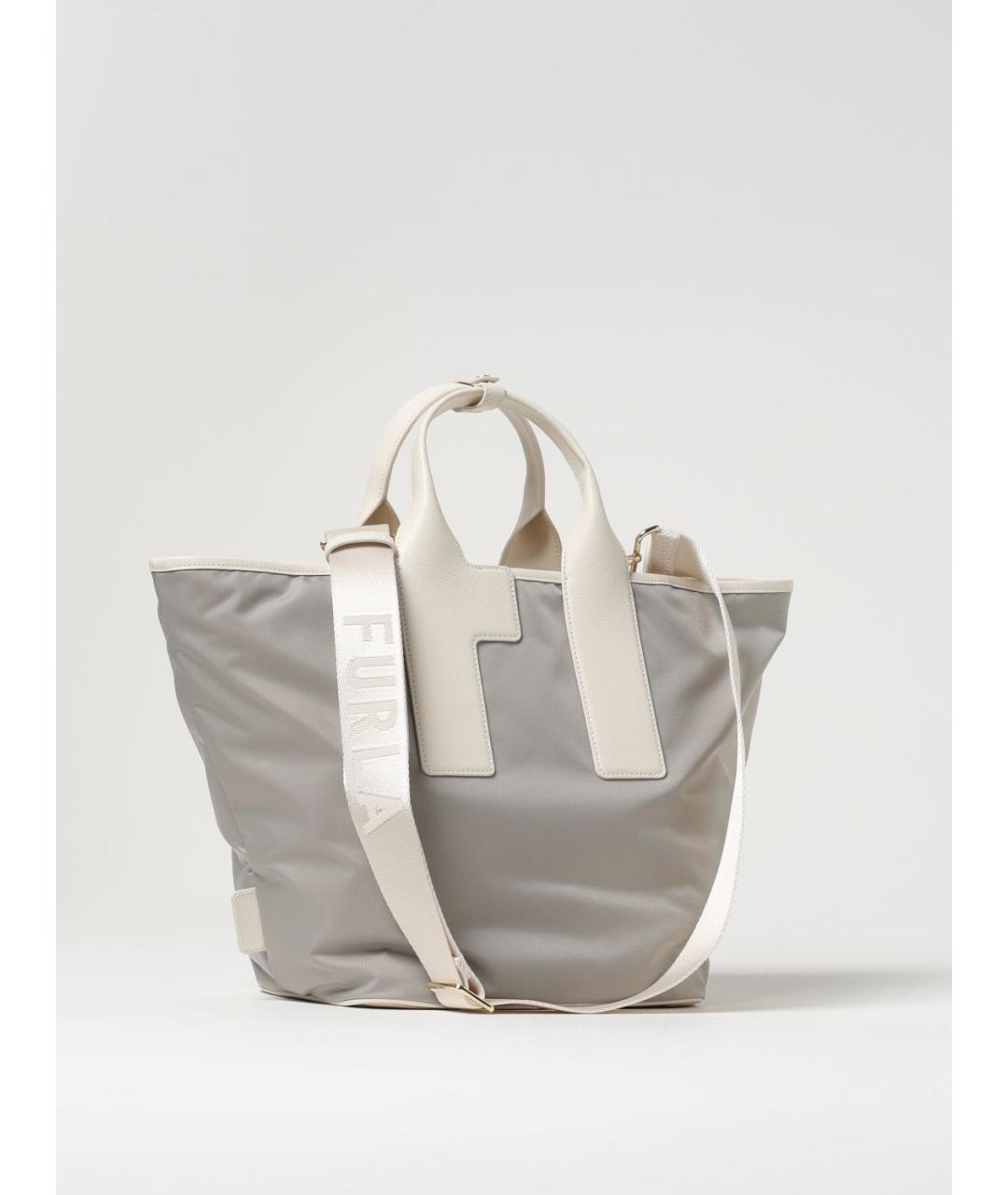 FURLA Серая синтетическая сумка тоут, фото 2