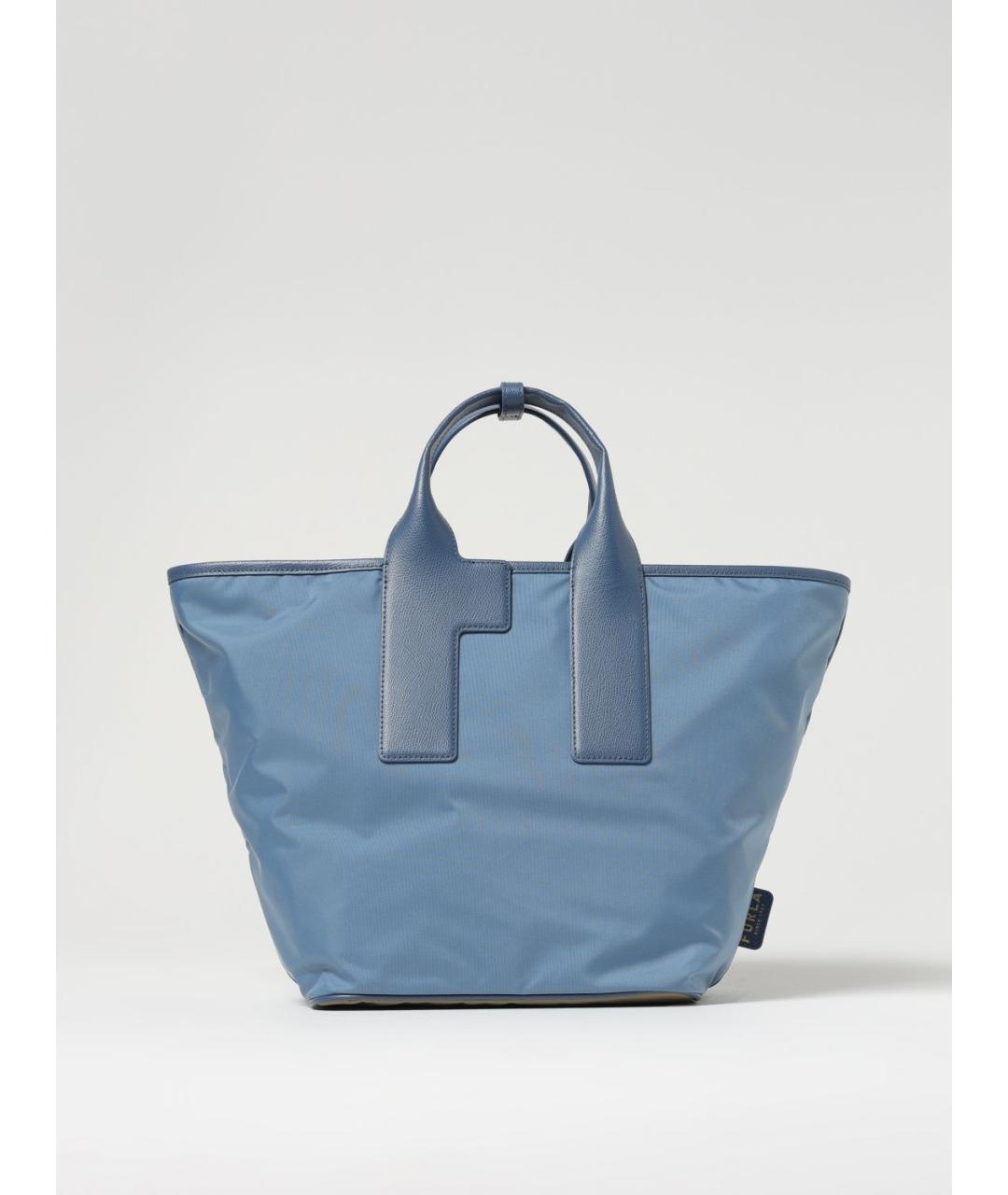 FURLA Голубая синтетическая сумка тоут, фото 4