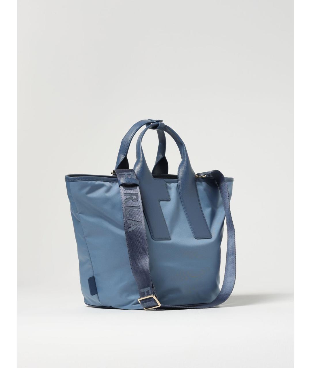 FURLA Голубая синтетическая сумка тоут, фото 2