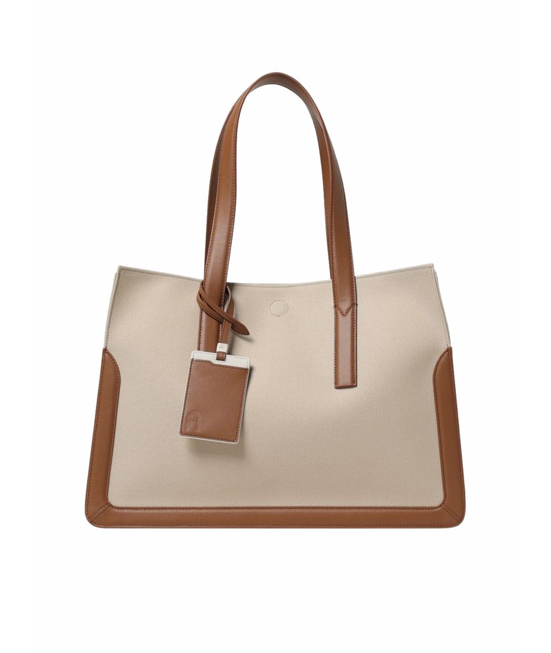 FURLA Бежевая тканевая сумка тоут, фото 1