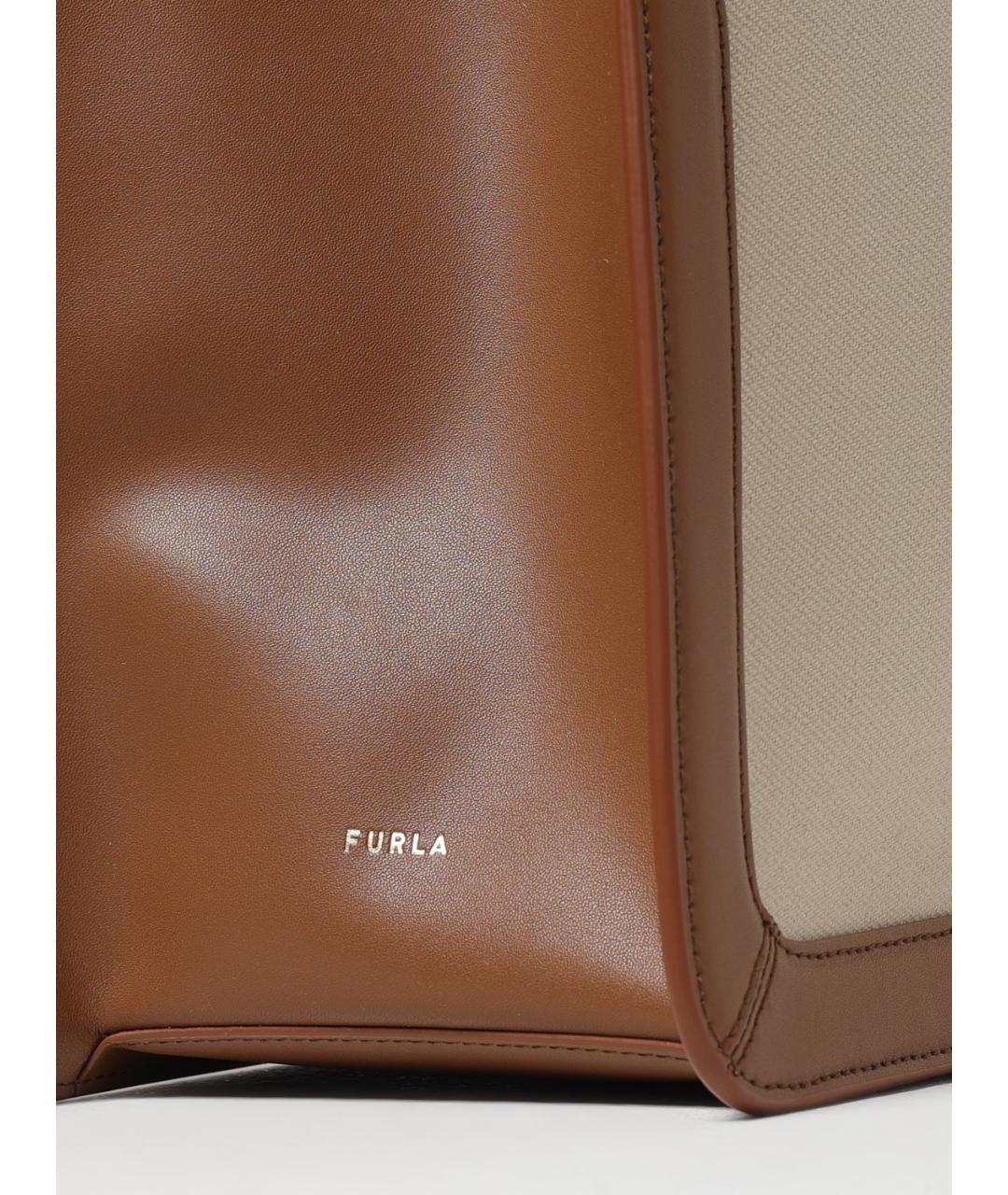 FURLA Бежевая тканевая сумка тоут, фото 3