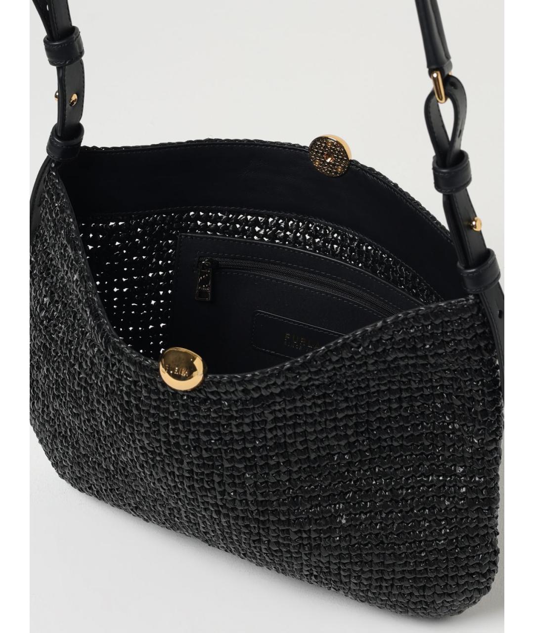 FURLA Черная пелетеная сумка через плечо, фото 3