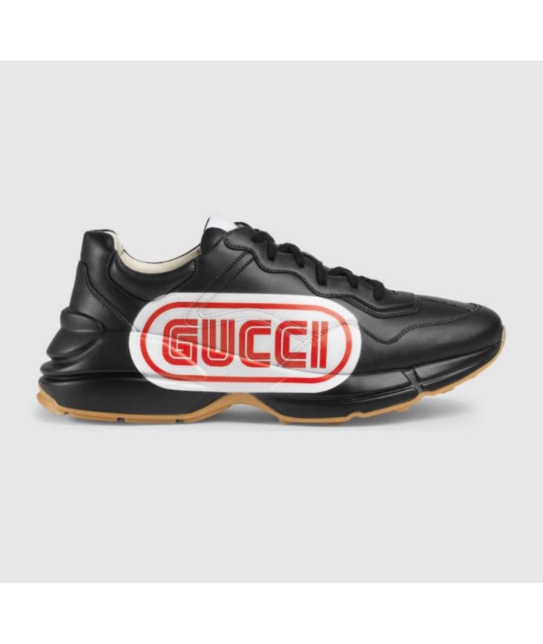 GUCCI Черные кожаные низкие кроссовки / кеды, фото 5