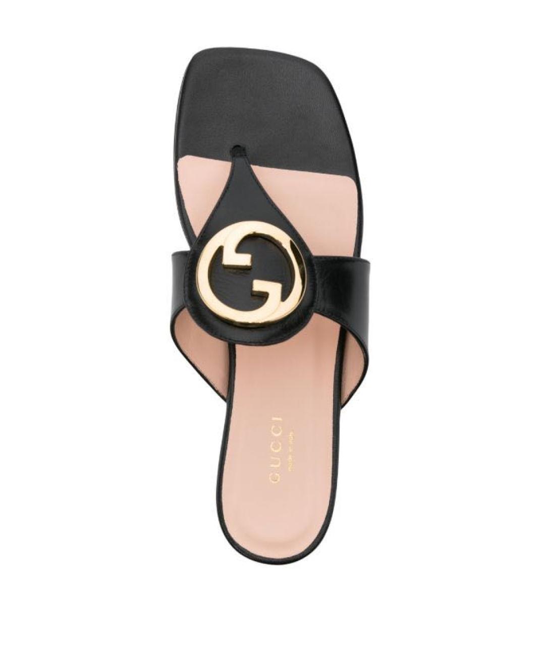 GUCCI Черные кожаные босоножки, фото 7