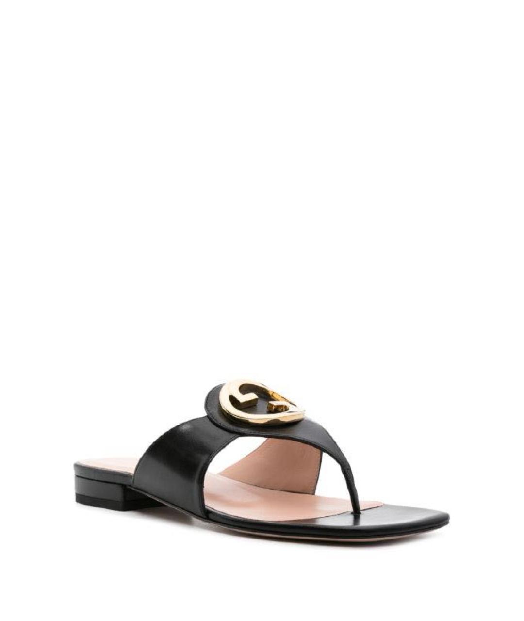 GUCCI Черные кожаные босоножки, фото 2