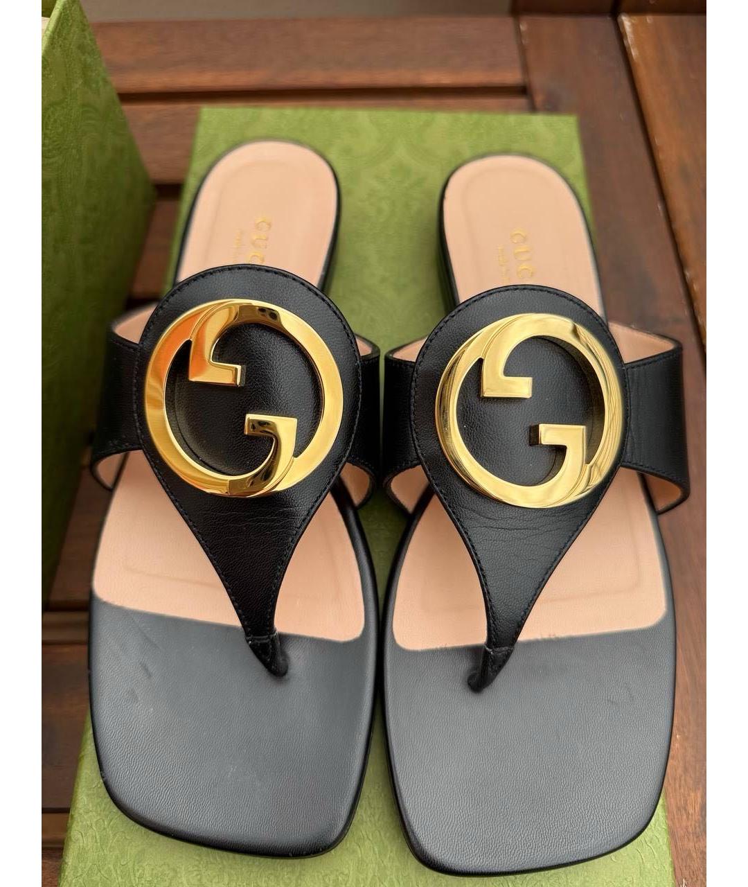 GUCCI Черные кожаные босоножки, фото 3