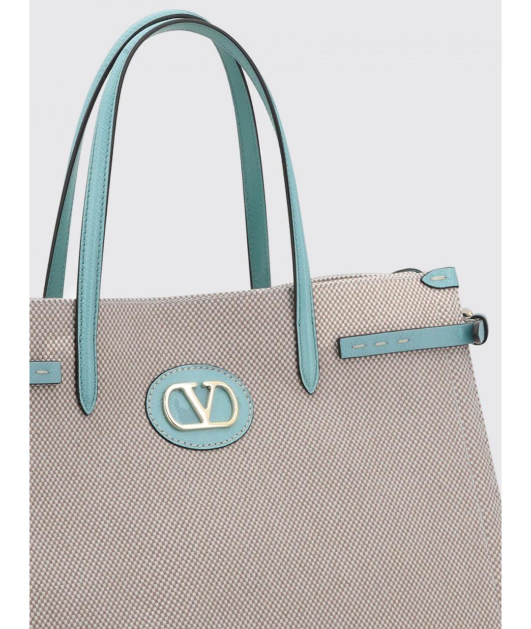 VALENTINO Бежевая жаккардовая сумка тоут, фото 3