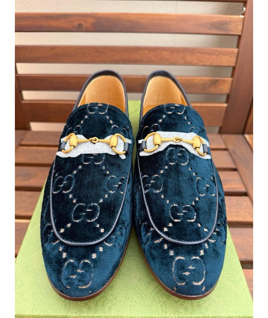 GUCCI Темно-синие бархатные лоферы, фото 6