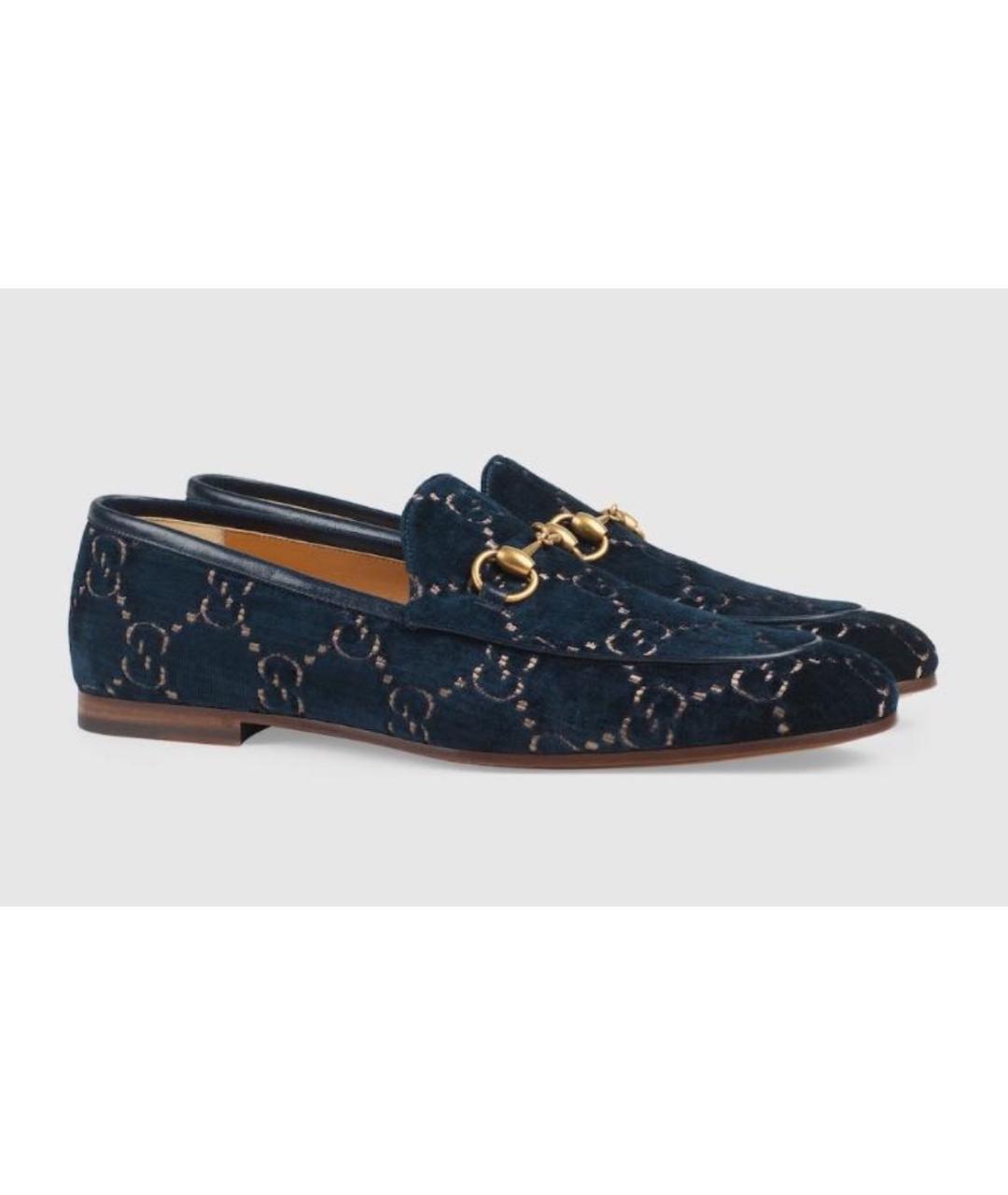 GUCCI Темно-синие бархатные лоферы, фото 7