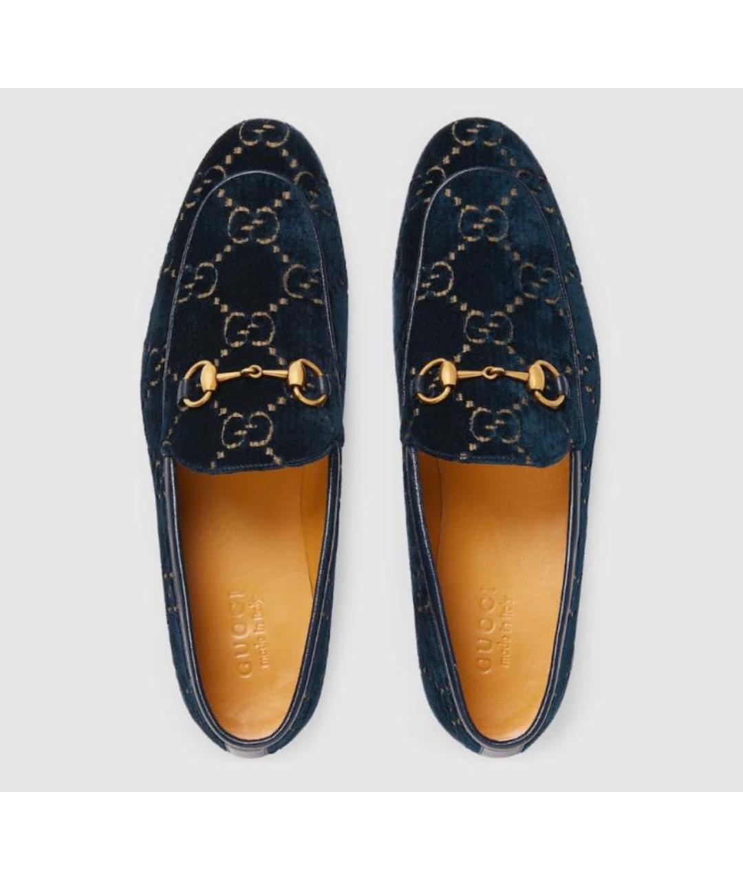 GUCCI Темно-синие бархатные лоферы, фото 2